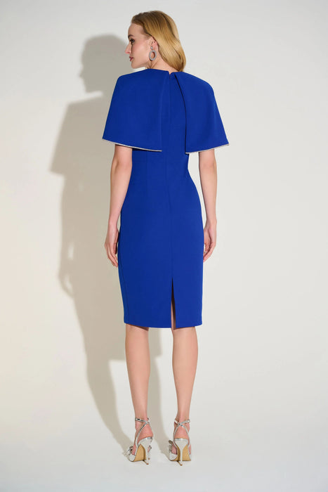 Joseph Ribkoff Royal Sapphire Embellished Cape Sleeve Sheath Dress 253724
