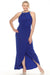 Joseph Ribkoff Style 251709 Royal Sapphire Embellished Pleated Halter Evening Dress
