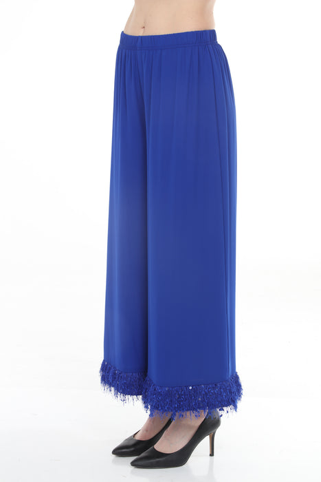 Joseph Ribkoff Royal Sapphire Fringe Trim Wide-Leg Pants 261716