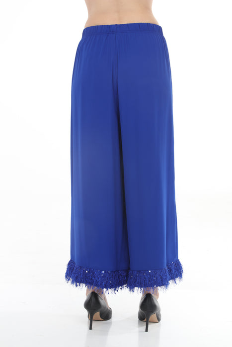 Joseph Ribkoff Royal Sapphire Fringe Trim Wide-Leg Pants 261716