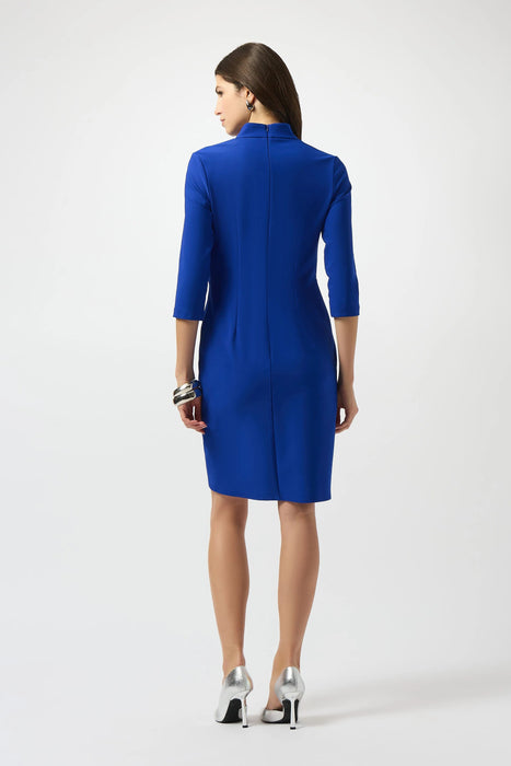 Joseph Ribkoff Royal Sapphire Pleated Faux Wrap Sheath Dress 253131
