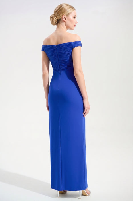 Joseph Ribkoff Royal Sapphire Ruched Off-Shoulder Evening Dress 261733