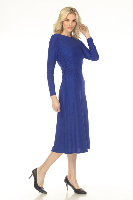Joseph Ribkoff Royal Sapphire Shimmery Ruched Fit & Flare Dress 254082