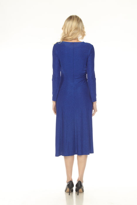 Joseph Ribkoff Royal Sapphire Shimmery Ruched Fit & Flare Dress 254082