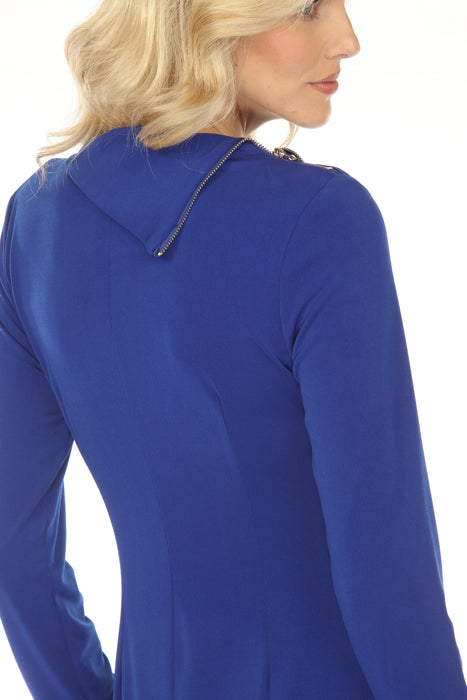 Joseph Ribkoff Royal Sapphire Zip Cowl Neck Sheath Dress 253167