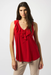 Joseph Ribkoff 251287 Radiant Red Ruffled V-Neck Sleeveless Tunic Top
