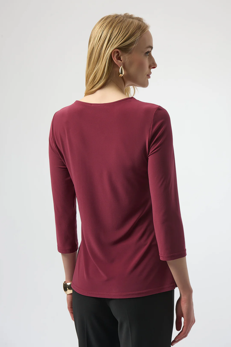 Joseph Ribkoff Scoop Neck 3/4 Sleeves Asymmetrical Top 254132