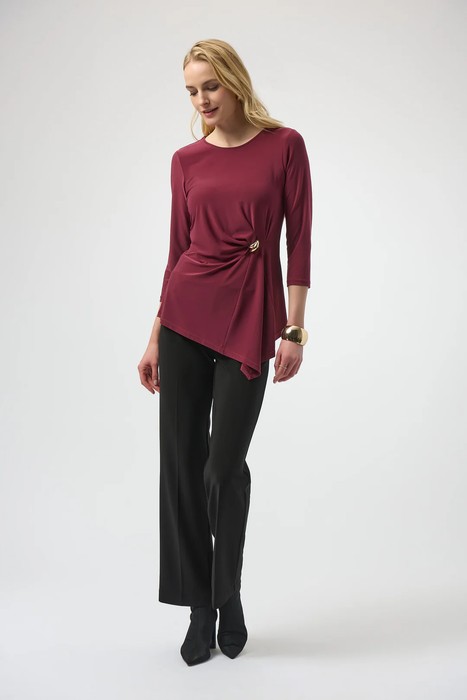 Joseph Ribkoff Scoop Neck 3/4 Sleeves Asymmetrical Top 254132