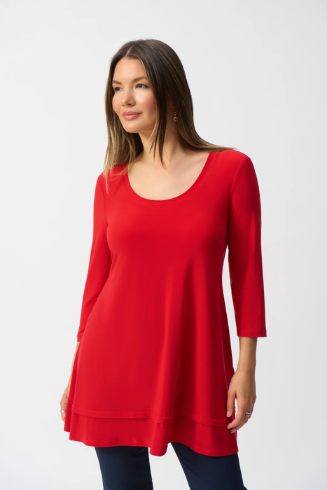 Joseph Ribkoff 251969 Radiant Red Scoop Neck 3/4 Sleeves Tunic Top