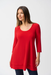 Joseph Ribkoff 251969 Radiant Red Scoop Neck 3/4 Sleeves Tunic Top