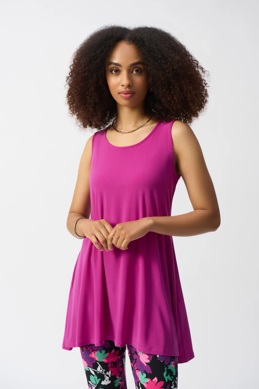 Joseph Ribkoff 251971 Purple Orchid Scoop Neck Sleeveless Flared Tunic Top