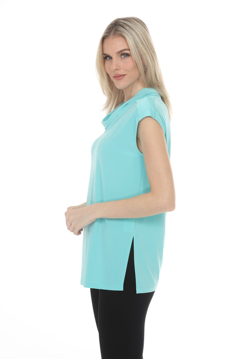 Joseph Ribkoff Seafoam Cowl Neck Cap Sleeves Tunic Top 261233