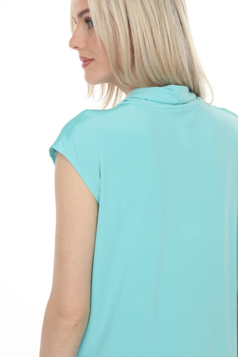 Joseph Ribkoff Seafoam Cowl Neck Cap Sleeves Tunic Top 261233