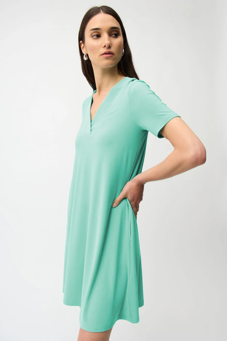 Joseph Ribkoff Seafoam V-Neck Short Sleeves A-Line Dress 261210