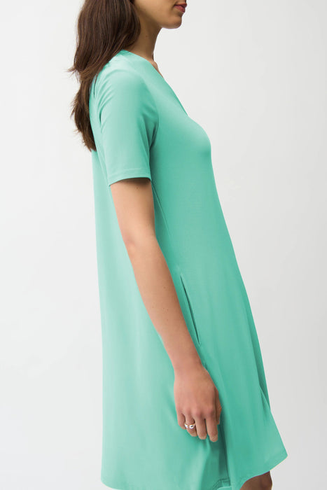 Joseph Ribkoff Seafoam V-Neck Short Sleeves A-Line Dress 261210