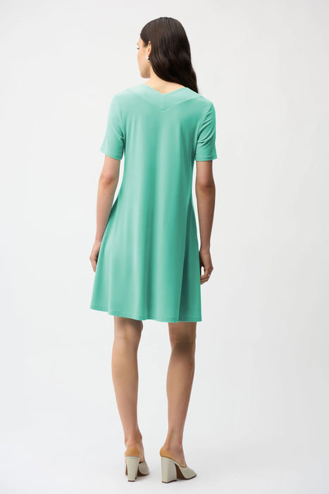 Joseph Ribkoff Seafoam V-Neck Short Sleeves A-Line Dress 261210