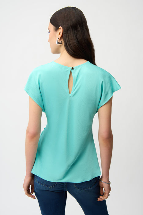 Joseph Ribkoff Twist Front Dolman Sleeve Satin Top 261149