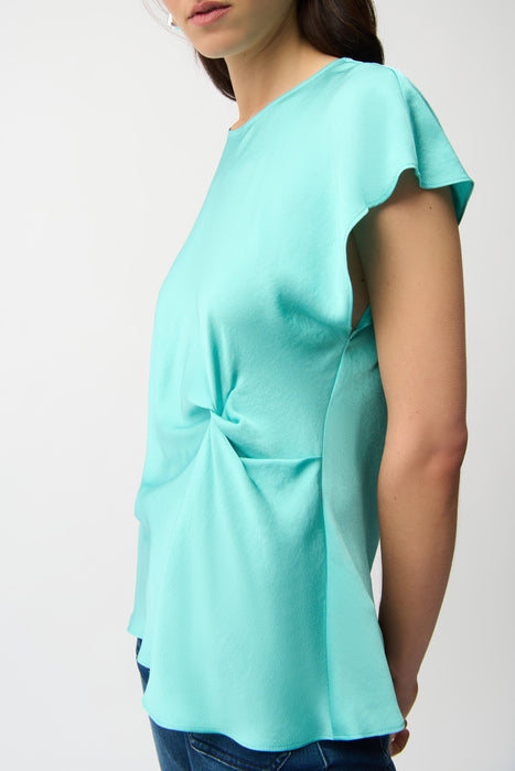 Joseph Ribkoff Twist Front Dolman Sleeve Satin Top 261149