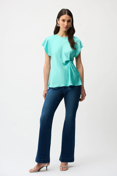 Joseph Ribkoff Twist Front Dolman Sleeve Satin Top 261149