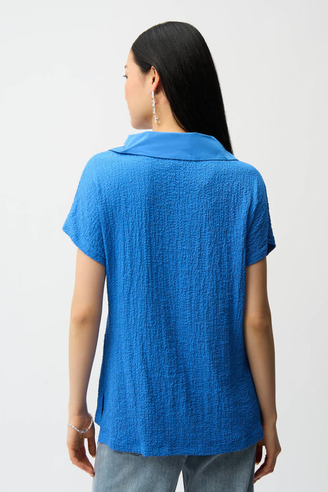 Joseph Ribkoff Memory Collar Zip Front Short Sleeve Boxy Top 261017