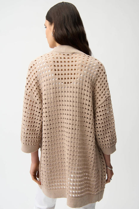 Joseph Ribkoff Sequined Open Front 3/4 Sleeves Cardigan 261926