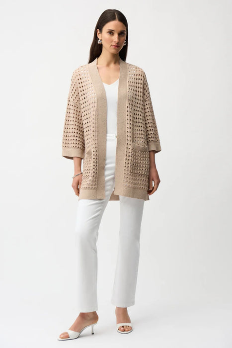 Joseph Ribkoff Sequined Open Front 3/4 Sleeves Cardigan 261926