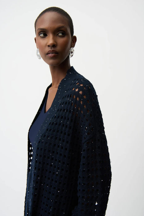 Joseph Ribkoff Sequined Open Front 3/4 Sleeves Cardigan 261926