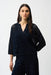 Joseph Ribkoff 261925 Midnight Blue  Sequined Open Stitch Notched V-Neck Sweater Top