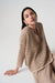 Joseph Ribkoff 261925 Parchment Sequined Open Stitch Notched V-Neck Sweater Top