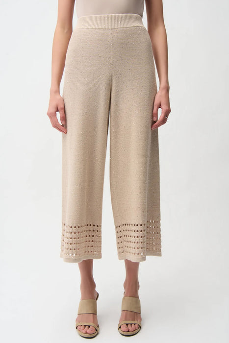 Joseph Ribkoff 261975 Parchment Sequined Pull-On Culotte Pants