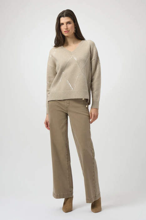Joseph Ribkoff Sequined V-Neck Pullover Sweater 254949