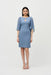 Joseph Ribkoff Style 241709 Serenity Blue Embellished Chiffon Sleeve Keyhole Neck Shift Dress