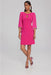 Joseph Ribkoff Style 241709 Shocking Pink Embellished Chiffon Sleeve Keyhole Neck Shift Dress