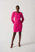 Joseph Ribkoff Style 234025 Shocking Pink Pleated Wrap Front Puff Sleeve Sheath Dress