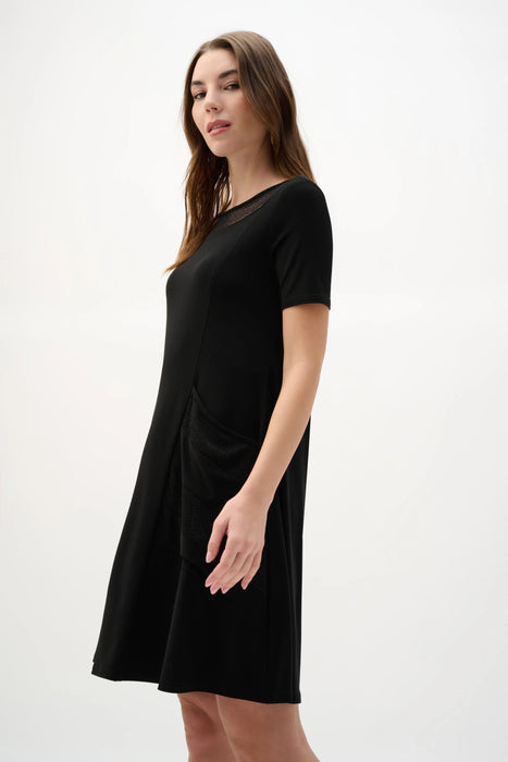 Joseph Ribkoff Mesh Insert Short Sleeves A-Line Dress 262141