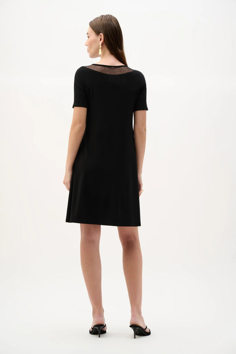 Joseph Ribkoff Mesh Insert Short Sleeves A-Line Dress 262141