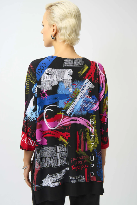 Joseph Ribkoff Silky Knit V-Neck 3/4 Sleeves Tunic Top 253113