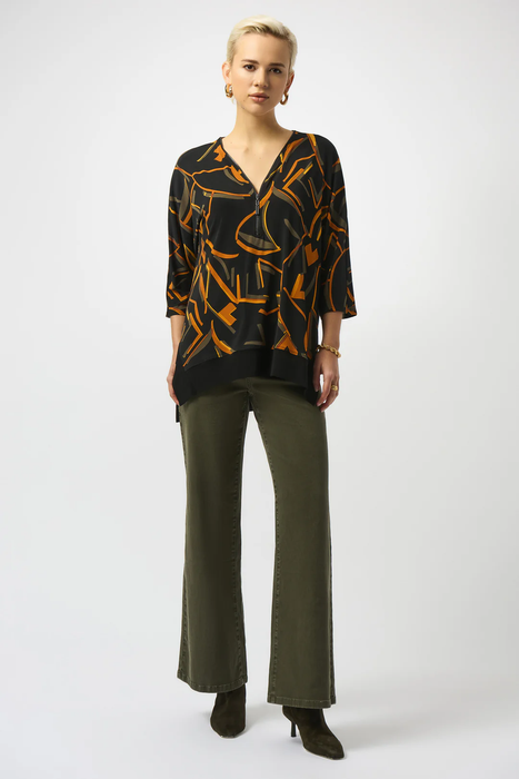 Joseph Ribkoff Silky Knit V-Neck 3/4 Sleeves Tunic Top 253113