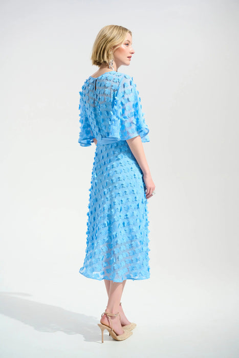 Joseph Ribkoff 3D Florals Belted Chiffon Fit and Flare Dress 261738