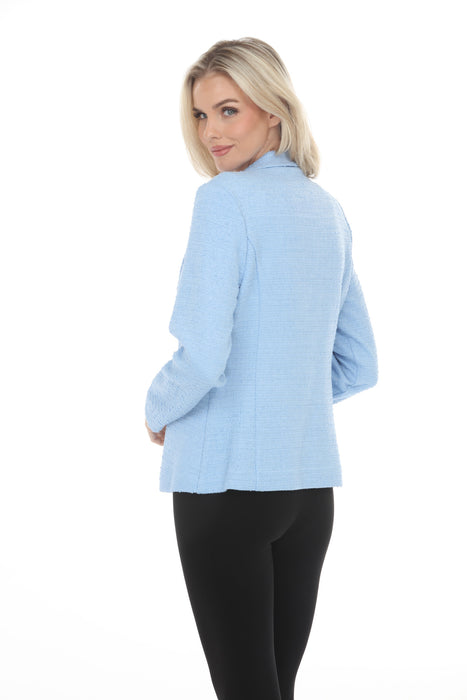 Joseph Ribkoff Sky Blue Bouclé Fitted Notched Collar Blazer 261101