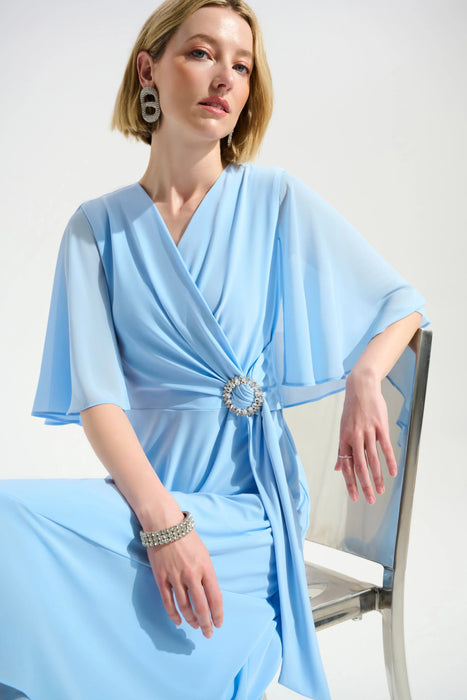 Joseph Ribkoff Cape Sleeves High Low Wrap Dress 261714