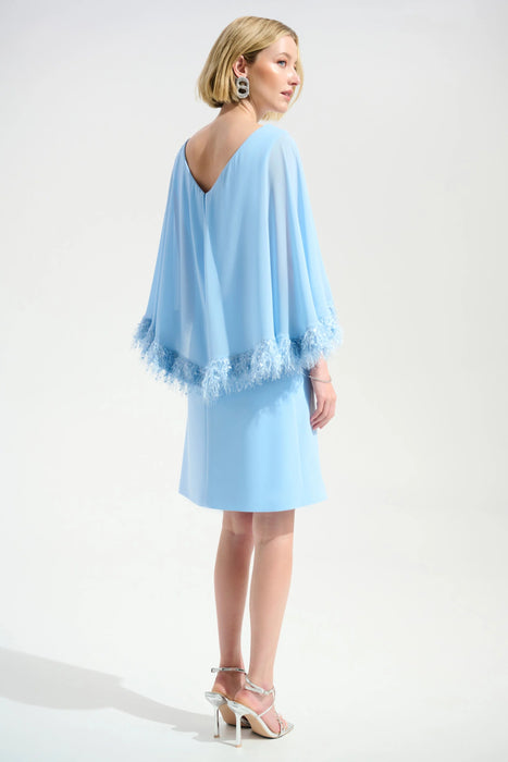 Joseph Ribkoff Chiffon Cape Sleeves A-Line Dress 261715