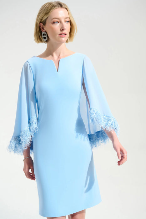 Joseph Ribkoff Chiffon Cape Sleeves A-Line Dress 261715