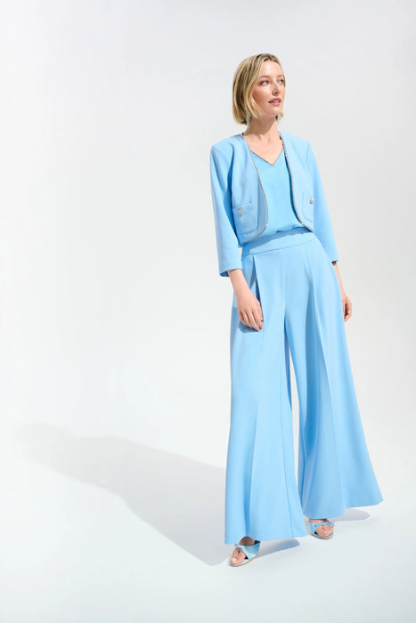 Joseph Ribkoff Sky Blue Rhinestone Trim Cropped Jacket 261769