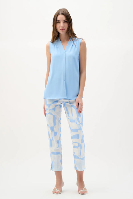 Joseph Ribkoff Pleated V-Neck Sleeveless Tunic Top 262075