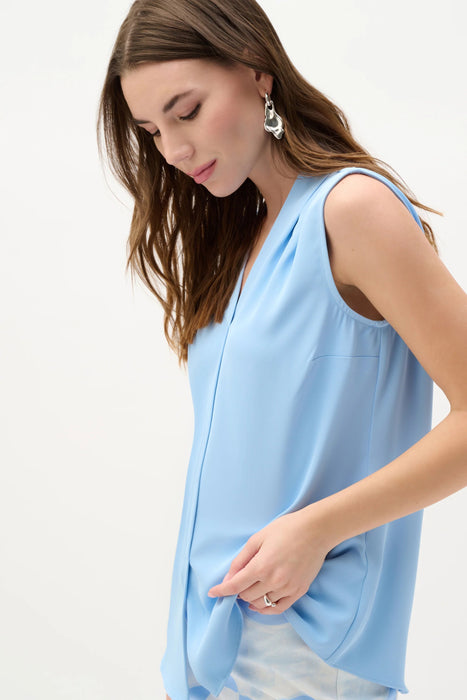 Joseph Ribkoff Pleated V-Neck Sleeveless Tunic Top 262075