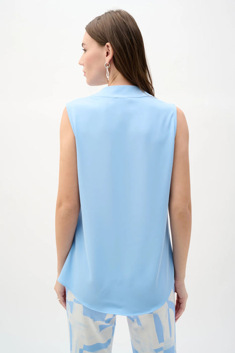 Joseph Ribkoff Pleated V-Neck Sleeveless Tunic Top 262075