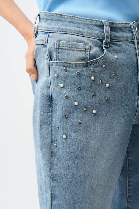 Joseph Ribkoff Light Denim Blue Embellished Slim Crop Jeans 261947