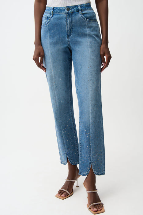 Joseph Ribkoff Denim Medium Blue Rhinestone Slim Leg Jeans 261954