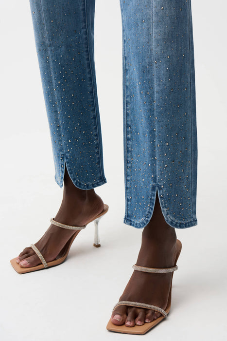Joseph Ribkoff Denim Medium Blue Rhinestone Slim Leg Jeans 261954